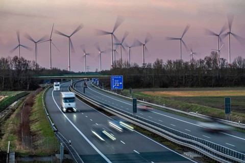 Borsum wind farm, near Rhede, on the A31 motorway, the wind farm was put into operation in 2001 and