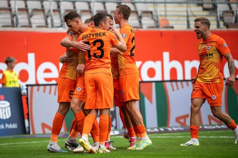 LUBIN, POLAND - JULY 23, 2023: Football match Polish PKO Ekstraklasa between KGHM Zaglebie Lubin vs
