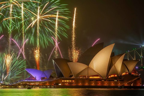 Sydney 2021 Australia Day fireworks in the harbor