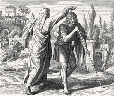 Samuel anoints Saul as king, Old Testament, by Julius Schnorr von Carolsfeld