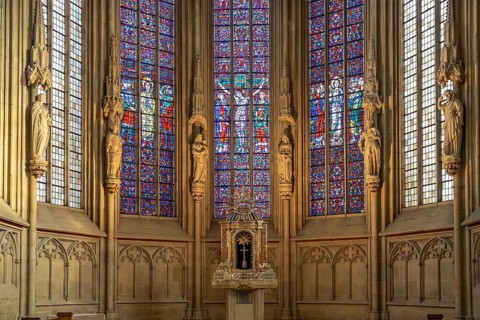 Interior of the parish church of St. Lamberti in Münster, North Rhine-Westphalia, Germany