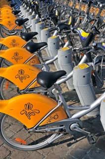 Villo hire bikes at Midi station, Brussels, Belgium