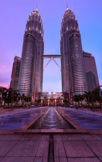 KUALA LUMPUR, MALAYSIA, MAY 5: Petronas Twin Towers in twilight on May 5, 2011 in Kuala Lumpur.