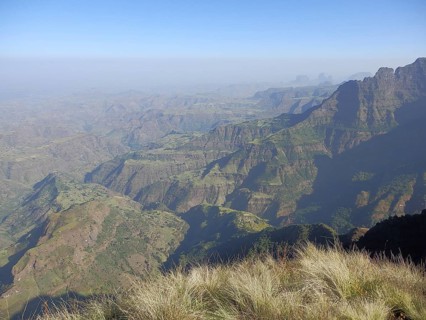 Panoramic view of a mountainous landscape with deep valleys, Simien National Park, Ethiopia