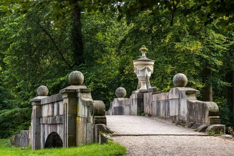 Stone bridge in Ludwigslust Castle Park, Ludwigslust, Mecklenburg-Western Pomerania, Germany