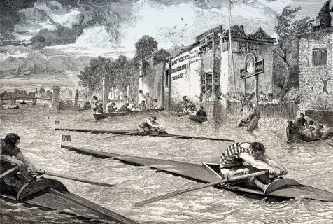 The Oxford and Cambridge Boat Race, River Thames, London, England, 1857