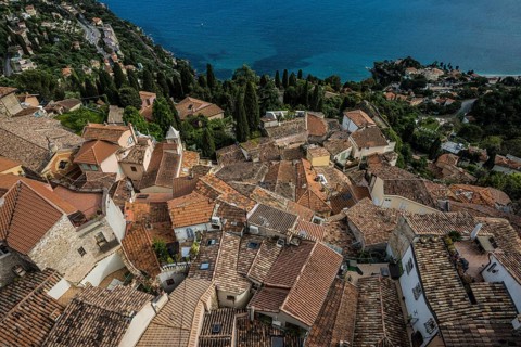 Picturesque mountain village overlooking the sea, Roquebrune, Roquebrune-Cap-Martin, near Monaco,