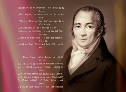Portait with a poem, Johann Peter Hebel, 1760 - 1826, German poet, Protestant theologian and