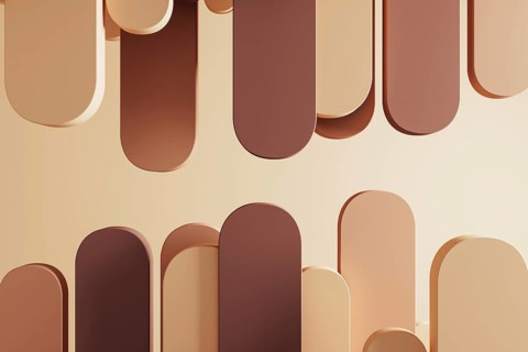 Abstract background features soft geometric shapes in warm tones, creating a serene atmosphere for
