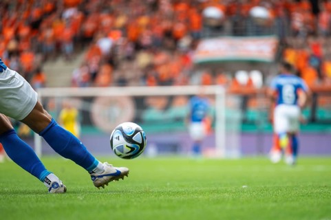 LUBIN, POLAND - JULY 23, 2023: Football match Polish PKO Ekstraklasa between KGHM Zaglebie Lubin vs