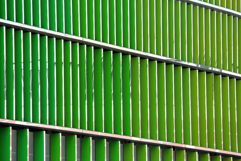 Green structure of Skyline Plaza house façade, green linear geometric pattern, backgrounds,