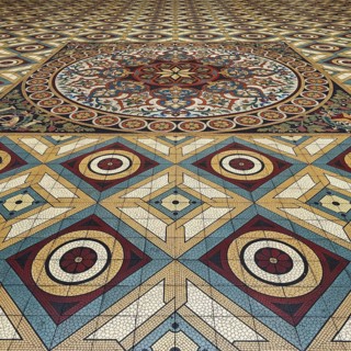 Floor mosaic in Palácio da Bolsa, neoclassical style stock exchange, magnificent building, UNESCO