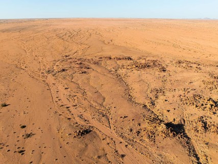 Aerial view, dry rivers and desert landscape on the Ugab River, Erongo, Damaraland, Namibia