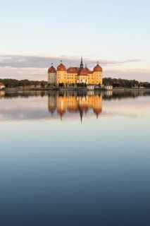 Moritzburg Castle in the evening light, Moritzburg, Meißen County, Saxony, Germany