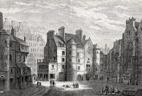 The Old Tolbooth, High Street, Royal Mile in Edinburgh, Scotland, 19th century