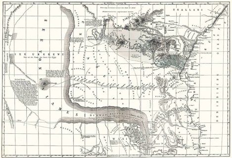 Map of Central East Africa with the suspected Lake Uniamési, now Tanzania, 1855