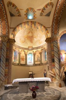 Biozat painted church. Saint Symphorien church. Christ in Majesty, Allier department, Auvergne