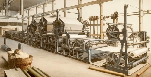 Historical illustration, 19th Century, papermaking machines, 1896