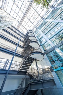 Modern staircase in a light-flooded building, Böblingen, Germany