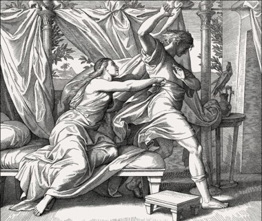 Joseph and Potiphar's Wife, Old Testament, by Julius Schnorr von Carolsfeld, 1860