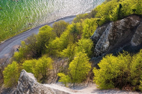 View of chalk cliffs in Jasmund National Park on Rügen, Sassnitz, Rügen, Mecklenburg-Western