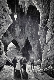 Holidaymakers in the Wetterloch Caves on the summit of Schafberg, above Lake Wolfgang in the