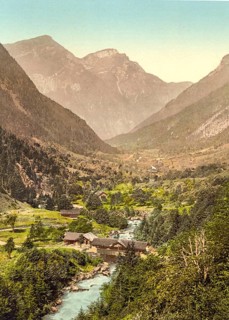 Grindelwald, Straße von Zwiellutschine, Bernese Oberland, Switzerland, Historic, digitally restored