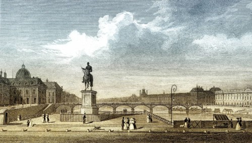 Pont Neuf, Paris, antique steel engraved print, 1831