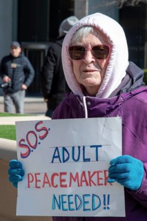 Detroit, Michigan USA - 7 April 2026 - People rally at the Federal Building to protest President