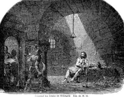 John the Baptist in prison, chapter 14, verse 10, Matthew Gospel, chain, shackle, dungeon, cellar