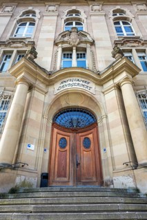 Detailed view of the district court, Rottweil district court, a historic building in Art Nouveau