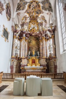 Interior view, altar of the 18th century baroque preacher church, also Dominican church, historic