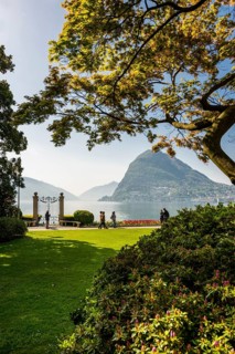 Lakeside promenade, spring, Lugano, Lake Lugano, Lago di Lugano, Ticino, Switzerland
