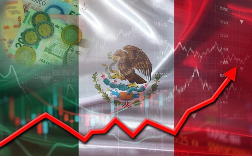 Mexican economic growth on financial graph. Mexico financial growth on market graph background