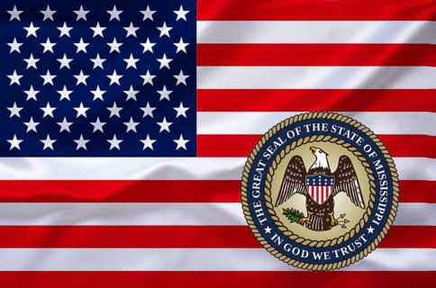 The flag of the USA with the coat of arms of Mississippi, Studio