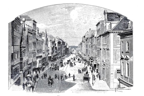 Königsstraße in Stuttgart, 1890, Baden-Württemberg, Germany, illustration, reproduction from a