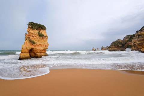 Rocks on the beach, Praia Dona Ana, Lagos, Algarve, Portugal