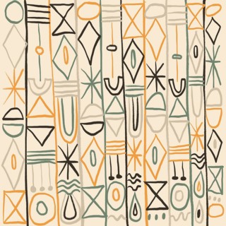 Hand-drawn geometric motifs inspired by desert culture and neo-primitive art, featuring earthy