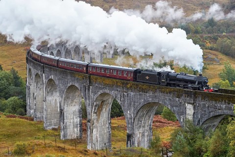 Scotland. Glenfinnan Viaduct, a renowned feat of Victorian engineering and the longest concrete