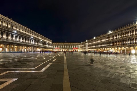 St. Mark's Square illuminated at night, Venice, Veneto, Italy
