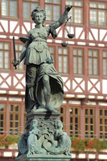 Fountain of Justice, Justice with Beam Scale built in 1611, bronze sculpture, symbol of justice and