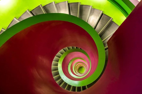 Spiral staircase in the IKMZ Information, Communication and Media Center of the Brandenburg