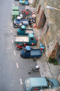 Parked Arpe, dealers' pickup truck, Pitigliano, Tuscany, Italy