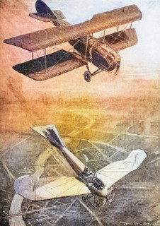 Air battles on the Western Front, 1st World War, Historical, digitally restored reproduction from a