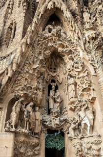 Detail on the birth façade of the Sagrada Familia, Church of the Atonement of the Holy Family, by