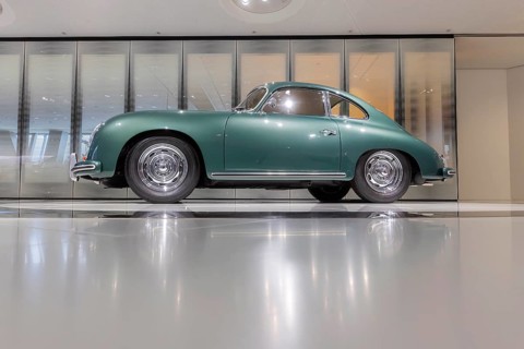 Porsche Museum Stuttgart-Zuffenhausen. Porsche 356 A 1600 Super Coupé built in 1956. The automotive