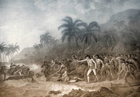 Death of Captain James Cook, 1728, 1779, a British navigator and explorer
