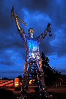 Statue The Brownhills Minor 12 m high, artist John McKenna, Chester Road, Brownhills,