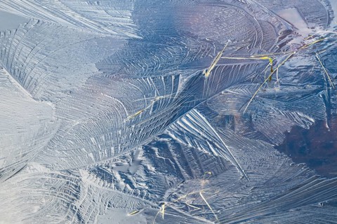 Abstract ice structures and reed stalks, Norrbotten, Lapland, Sweden, September 2024
