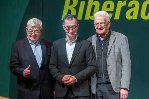 Joschka Fischer, Cem Özdemir, Winfried Kretschann. Political Ash Wednesday of the Green Party in